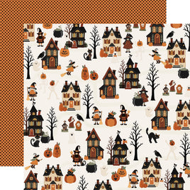 Haunted Halloween Street - Carta Bella Handmade Halloween Cardstock 12"X12" (Copy)