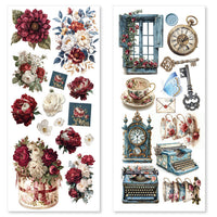 Bohemian Burgundy Art Stickers Transparent Adhesive Sheets 5/Pkg