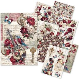 Rice Paper A5 MIXED 8/Pkg Bohemian Burgundy