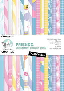CCL Designer Paper Pad Bubblicious Friendz 24 Sheets