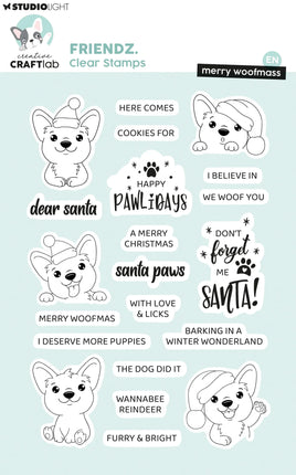 CCL Clear Stamps Merry Woofmass Friendz 21 Pieces