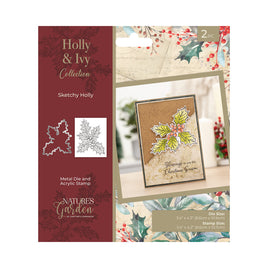 Holly & Ivy - Sketchy Holly - Clear Stamp & Die Combo