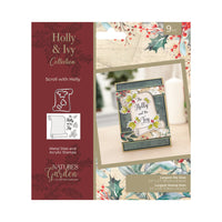 Holly & Ivy - Scroll with Holly - Clear Stamp & Die Combo