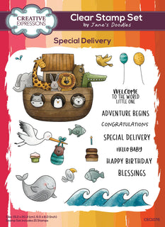 Creative Expressions Jane's Doodles Special Delivery 6 in x 8 in Clear Stamp Set