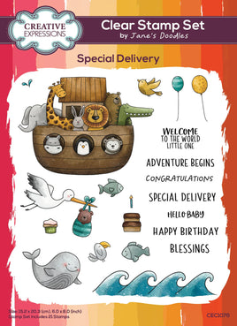 Creative Expressions Jane's Doodles Special Delivery 6 in x 8 in Clear Stamp Set