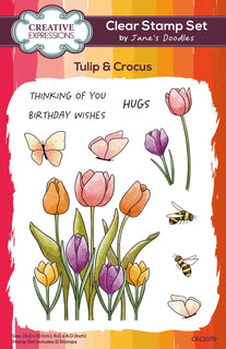 Creative Expressions Jane's Doodles Tulip & Crocus 4 in x 6 in Clear Stamp Set