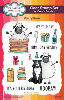 Creative Expressions Jane's Doodles Partytime 4 in x 6 in Stamp Set