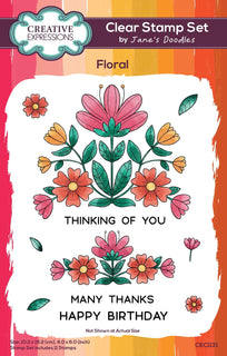 Creative Expressions Jane's Doodles Floral 4 in x 6 in Stamp Set