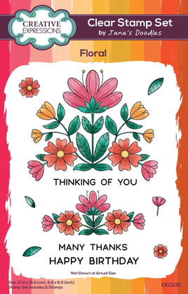 Creative Expressions Jane's Doodles Floral 4 in x 6 in Stamp Set
