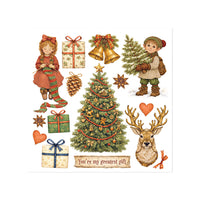 Silent Night - Printed Decorative Rub-On Kit For Art And Craft cm 15.5x15.5