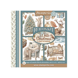 White Christmas - Printed Decorative Rub-On Kit For Art And Craft cm 15.5x15.5