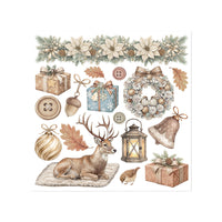 White Christmas - Printed Decorative Rub-On Kit For Art And Craft cm 15.5x15.5