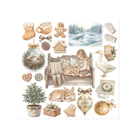 White Christmas - Printed Decorative Rub-On Kit For Art And Craft cm 15.5x15.5