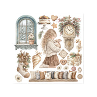 White Christmas - Printed Decorative Rub-On Kit For Art And Craft cm 15.5x15.5