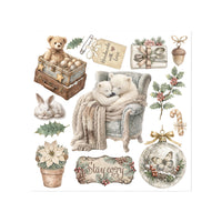 White Christmas - Printed Decorative Rub-On Kit For Art And Craft cm 15.5x15.5