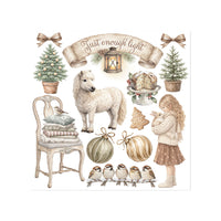 White Christmas - Printed Decorative Rub-On Kit For Art And Craft cm 15.5x15.5