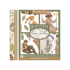 Flowers And Poems - Printed Decorative Rub On Kit
