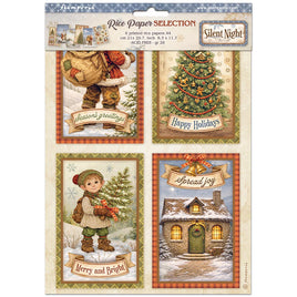 Silent Night - Printed 6 Rice Paper A4 Selection For Art And Craft