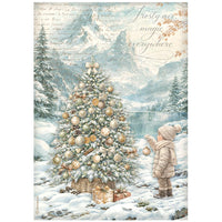 White Christmas - Printed 6 Rice Paper A4 Selection For Art And Craft