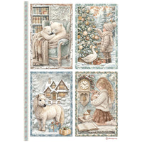 White Christmas - Printed 6 Rice Paper A4 Selection For Art And Craft