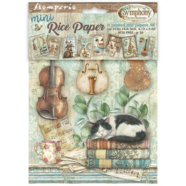 Symphony - Stamperia Printed Mini Rice Paper A6 8 Sheets