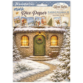 Silent Night - Printed Mini Rice Paper A6 8 Sheets For Art And Craft