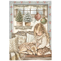 White Christmas - Printed Mini Rice Paper A6 8 Sheets For Art And Craft