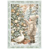 White Christmas - Printed Mini Rice Paper A6 8 Sheets For Art And Craft