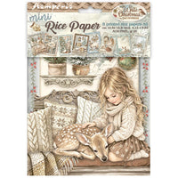 White Christmas - Printed Mini Rice Paper A6 8 Sheets For Art And Craft