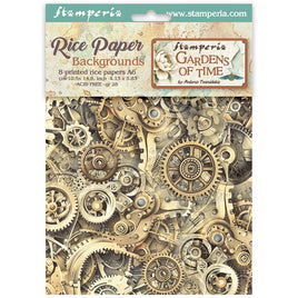 Gardens of Time - Stamperia Rice Paper Backgrounds A6 8/Pkg