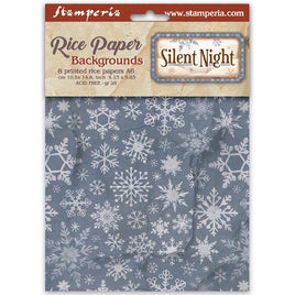 Silent Night - Printed 8 Rice Paper A6 Backgrounds Selection For Art And Craft