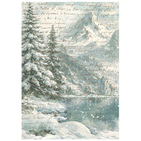 White Christmas - Printed 8 Rice Paper A6 Backgrounds Selection For Art And Craft