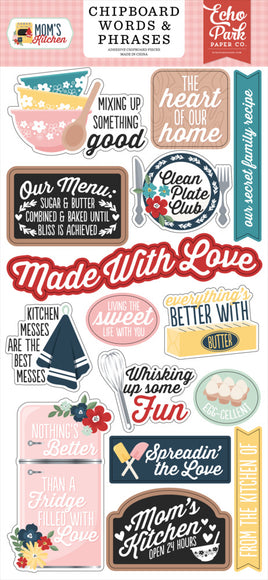 Words & Phrases, Mom's Kitchen - Echo Park Chipboard 6"X13"