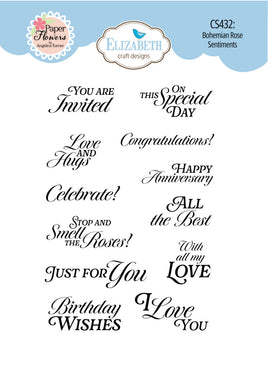 Bohemian Rose Sentiments - Elizabeth Craft Clear Stamps