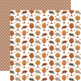 Wheelbarrows And Leaves - Echo Park Feels Like Fall Cardstock 12"X12"