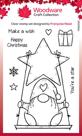 Woodware Clear Singles Star Gnome 4 in x 6 in Stamp Set