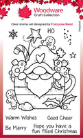 Woodware Clear Singles Gnome Christmas Cup 4 in x 6 in Stamp Set