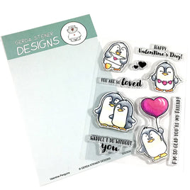 Valentine Penguins 4x6 Clear Stamp Set