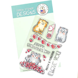 Valentine Cats 4x6 Clear Stamp Set