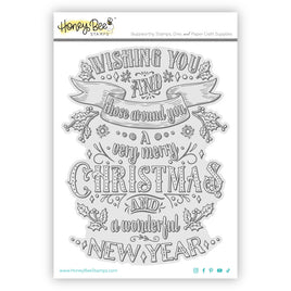 Very Merry Christmas Rubber Cling Background Stamp