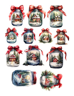 Country Christmas Mason Jars Ephemera