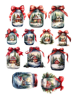 Country Christmas Mason Jars Ephemera