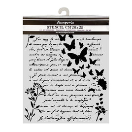 Flowers And Poems Letter And Butterflies - Cut Laser Stencil 20x25cm