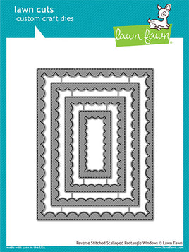 Reverse Stitched Scalloped Rectangle Windows - Lawn Fawn Die