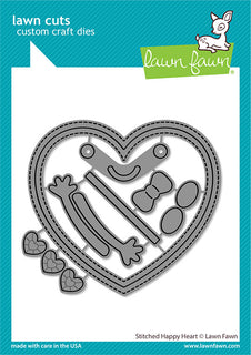 Stitched Happy Heart - Lawn Fawn Die