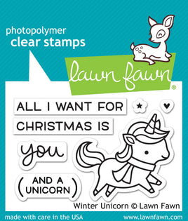 Winter Unicorn - Lawn Fawn Clear Stamp 3"x2"