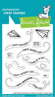 Just Plane Awesome Sentiment Trails - Lawn Fawn Clear Stamp Set