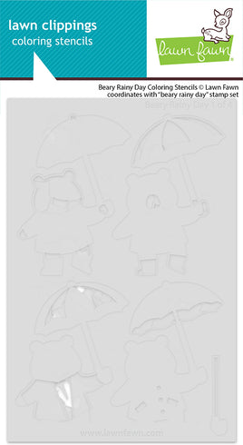Beary Rainy Day - Lawn Clippings Coloring Stencils