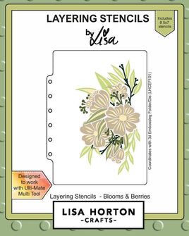 Blooms and Berries - Lisa Horton 5x7 Layering Stencils