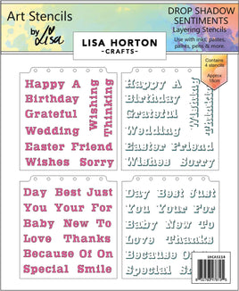 Drop Shadow Sentiments - Lisa Horton Crafts Layering Stencils -